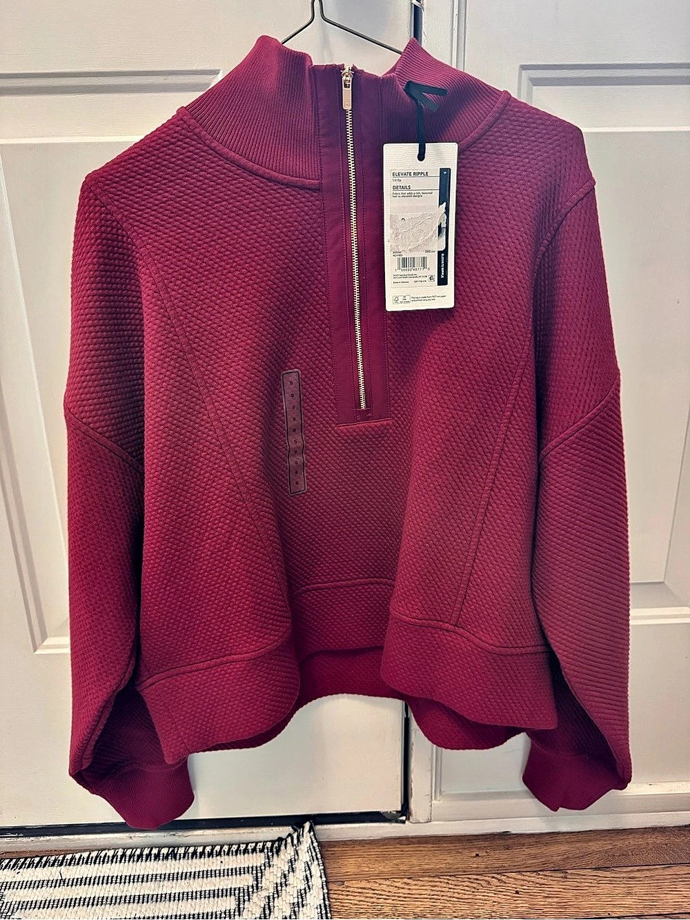 Calia Elevate Ripple Half-Zip Pullover in Red Small NWT